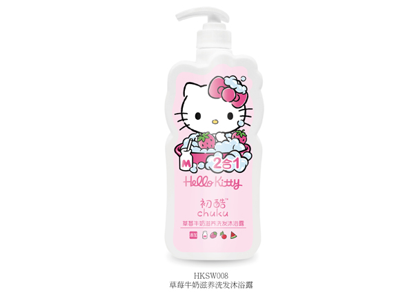 Hello Kitty初酷草莓牛奶滋養(yǎng)洗發(fā)沐浴露 900ml