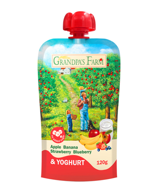 爺爺?shù)霓r(nóng)場風(fēng)味發(fā)酵乳蘋果香蕉草莓藍(lán)莓泥