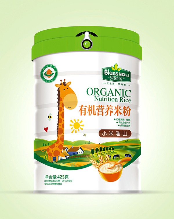 貝熙優(yōu)一標一碼有機米粉425克聽裝(小米淮山)