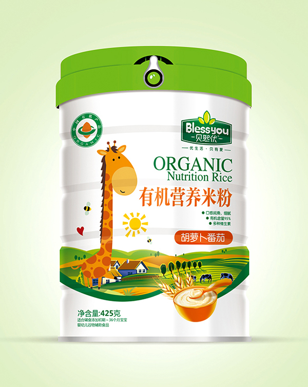 貝熙優(yōu)一標一碼有機米粉425克聽裝(胡蘿卜番茄)