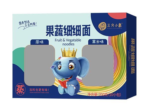 多可三只小象果蔬細細面 原味+黑米