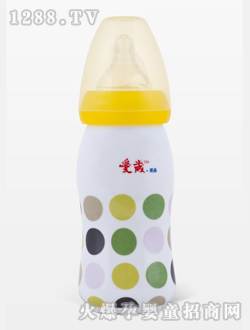 愛歲采晶骨瓷斑點(diǎn)大奶瓶黃色
