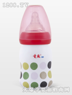 愛歲采晶骨瓷斑點(diǎn)小奶瓶紅色