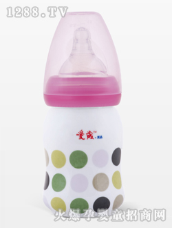 愛歲采晶骨瓷斑點(diǎn)小奶瓶粉色