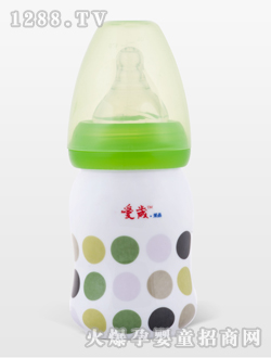 愛歲采晶骨瓷斑點(diǎn)小奶瓶綠色