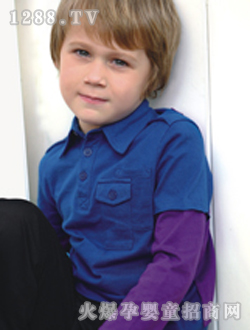 伊比奇藍色男童短袖