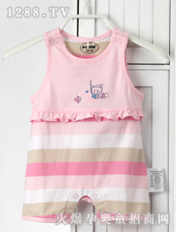 小豬班納嬰兒無(wú)袖開肩連身套褲