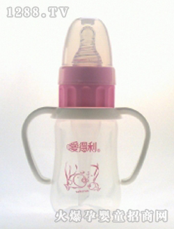 實(shí)感帶柄防嗆PP奶瓶120mL紅魚