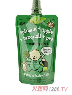 葉子?jì)雰汗?菠菜、蘋果、椰菜和豌豆)