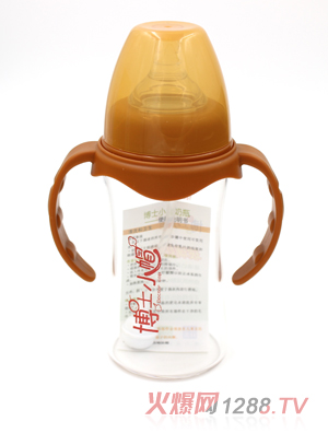 博士小帽玻璃有柄自然親子寬口徑自動奶瓶200ml橙色