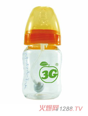 小蘋(píng)果晶鉆玻璃奶瓶140ML黃色