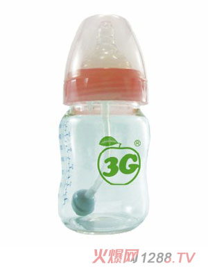 小蘋(píng)果晶鉆玻璃奶瓶140ML粉色