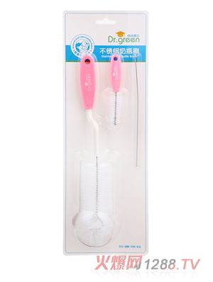 格林博士不銹鋼奶瓶刷紅色