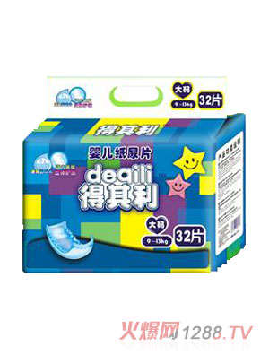 得其利32片L碼超薄藍芯片透氣紙尿片