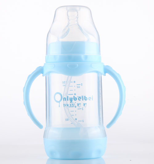唯昵貝貝寬口防爆玻璃奶瓶150ml藍(lán)色